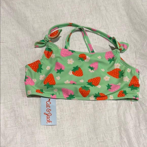 Cat & Jack Other - Cat & Jack Green and Red Strawberry swim top